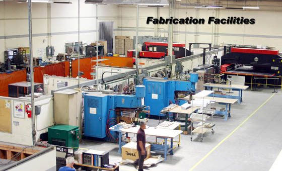 Manufacturing equipment in large workshop