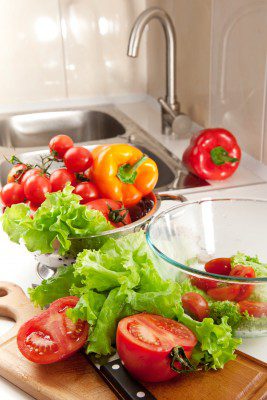 Fresh vegetables on kitchen counter